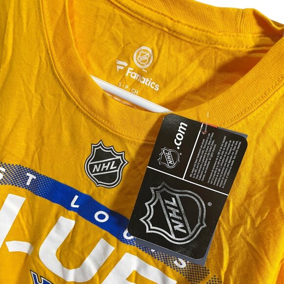 Fanatics St Louis Blues NHL Shirt Size S Yellow Polyester Blend - Picture 2 of 4